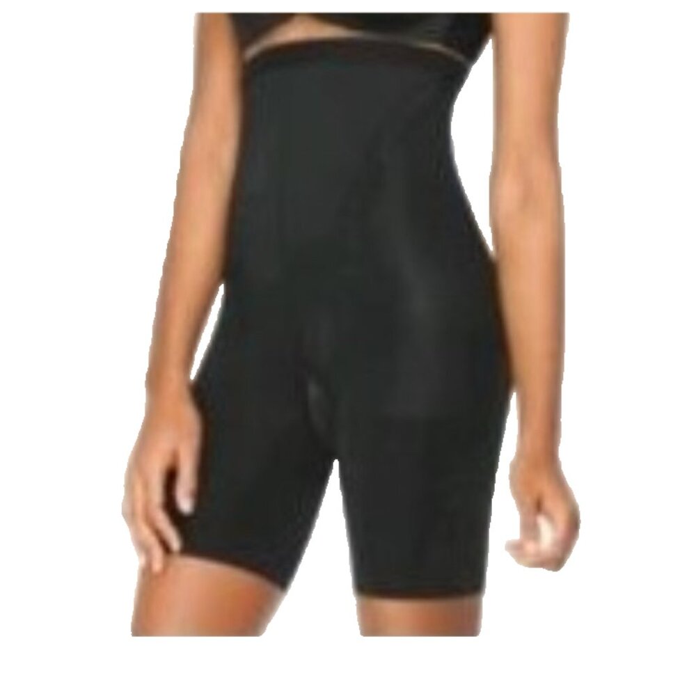 Spanx Super Higher Power Shapewear High Waist Shorts Mid Thigh Size D Black